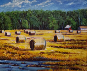 Haystacks at Hobby Horse Farm (Acrylic Version)