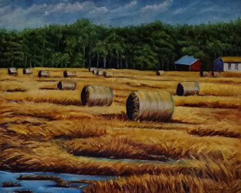 Haystacks at Hobby Horse Farm (Oil Version)